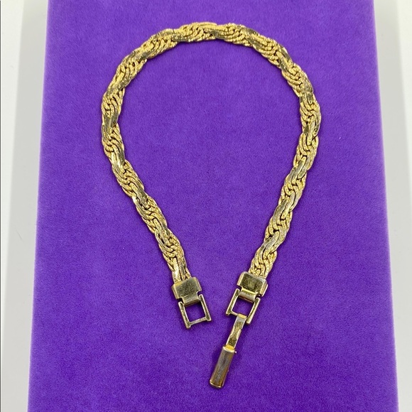 💛 Vintage Gold Plated Braided Chain Bracelet - Picture 1 of 4